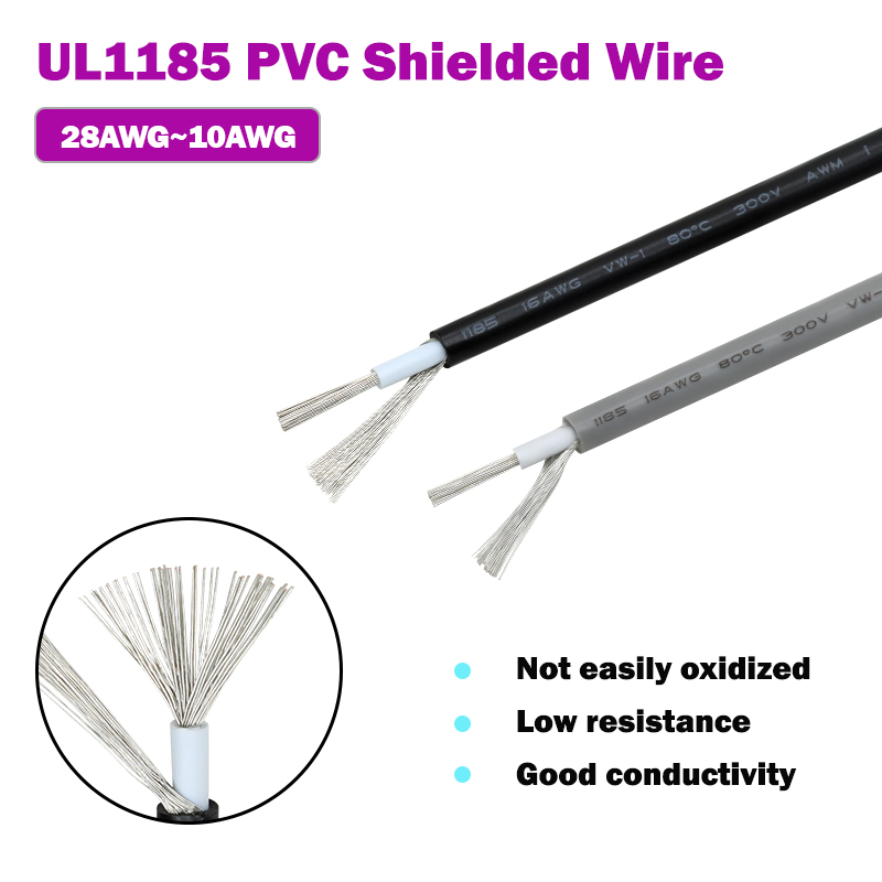 Audio Jumper Wire - 1~10M UL1185 PVC Shielded Wire 28