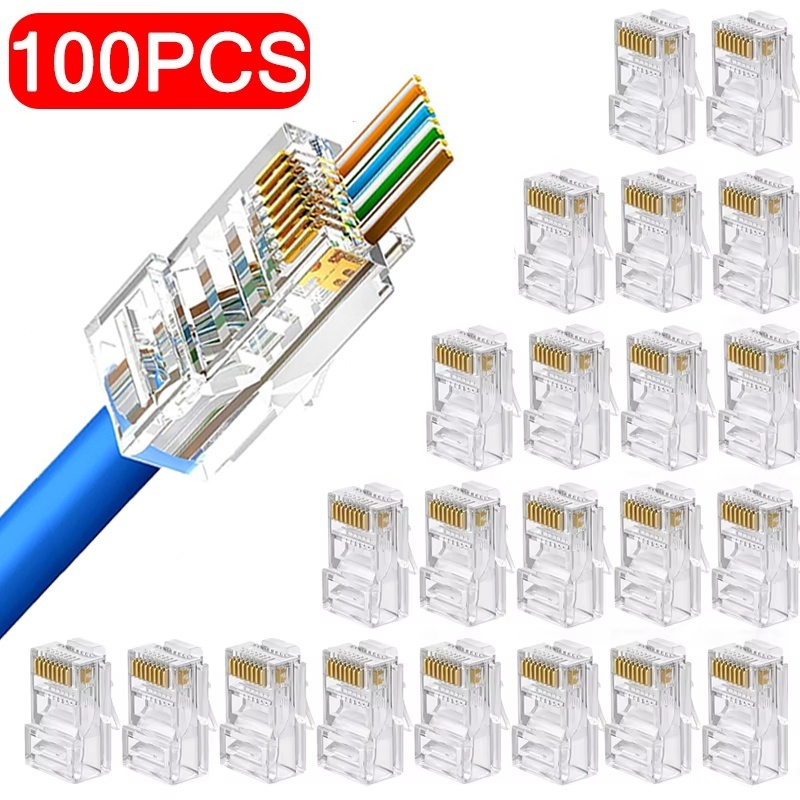 100pcs RJ45 Cat6 Cat5e Pass Th - Rj45 Jack 评论和价格